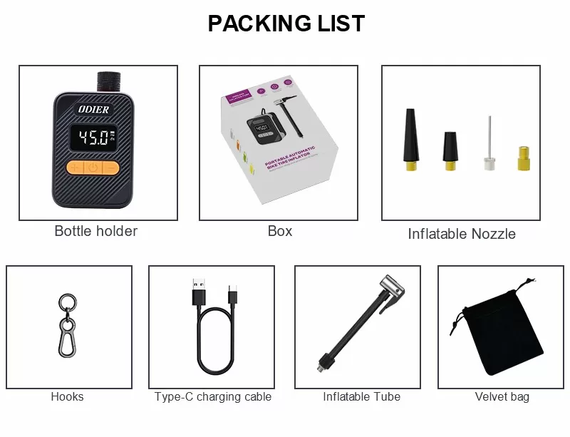 Packing List of Compact And Portable Inflation Pump AP55